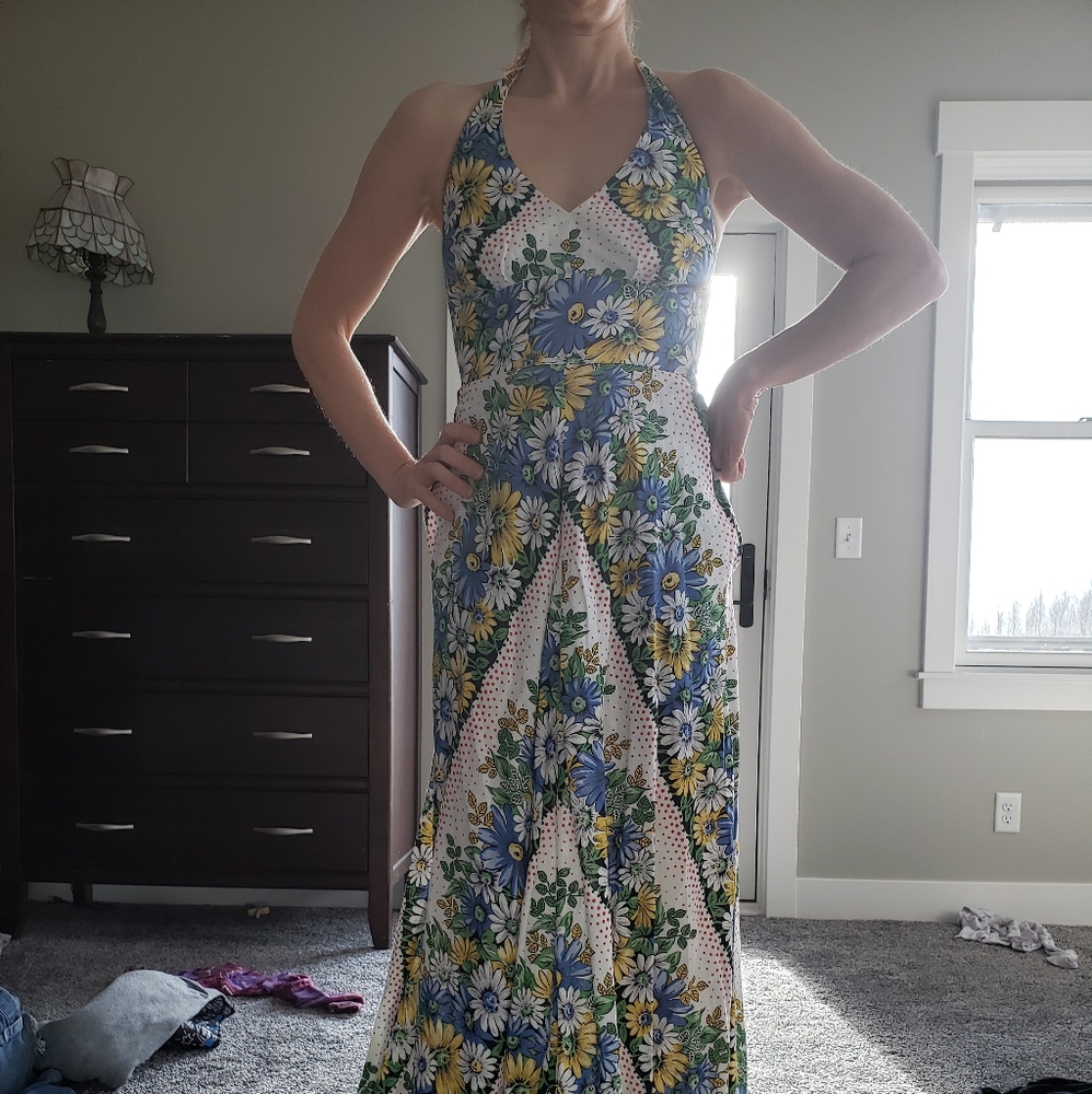 Anthropologie Halter Dress Floral Maxi